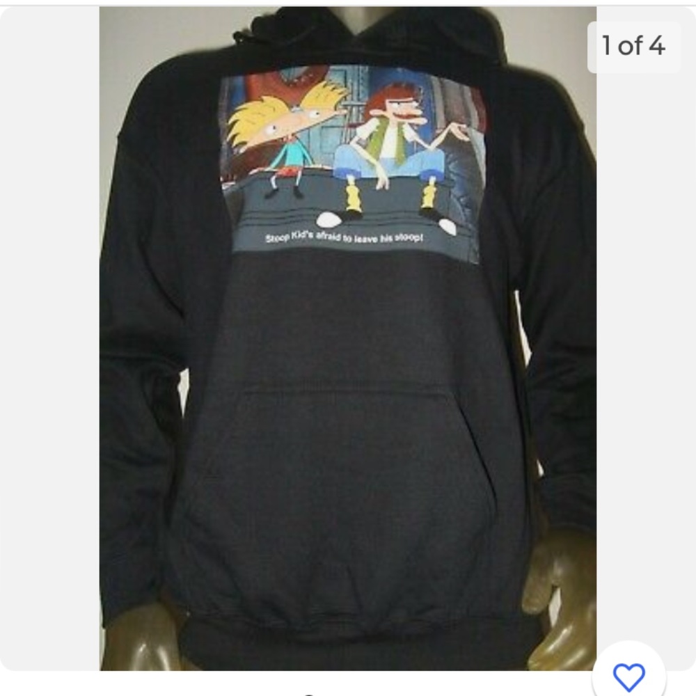 NWOT Hey Arnold Stoop Kid Football Head 90's Nickelodeon Cartoon Hoodie Size S.